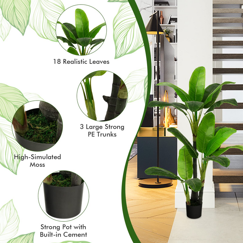 Load image into Gallery viewer, Goplus 5ft Bird of Paradise Artificial Plant, Fake Tropical Palm Tree with 18 Large Leaves - GoplusUS
