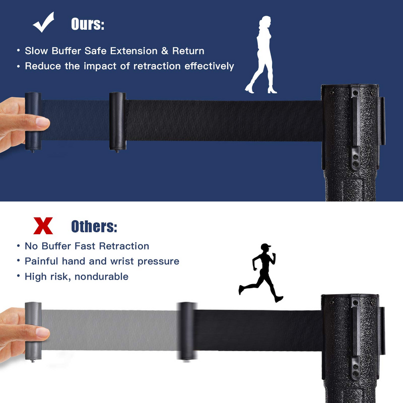 Load image into Gallery viewer, 2Pcs Stanchion Post, Crowd Control Rope Barrier with 6.3 Foot Retractable Belt - GoplusUS
