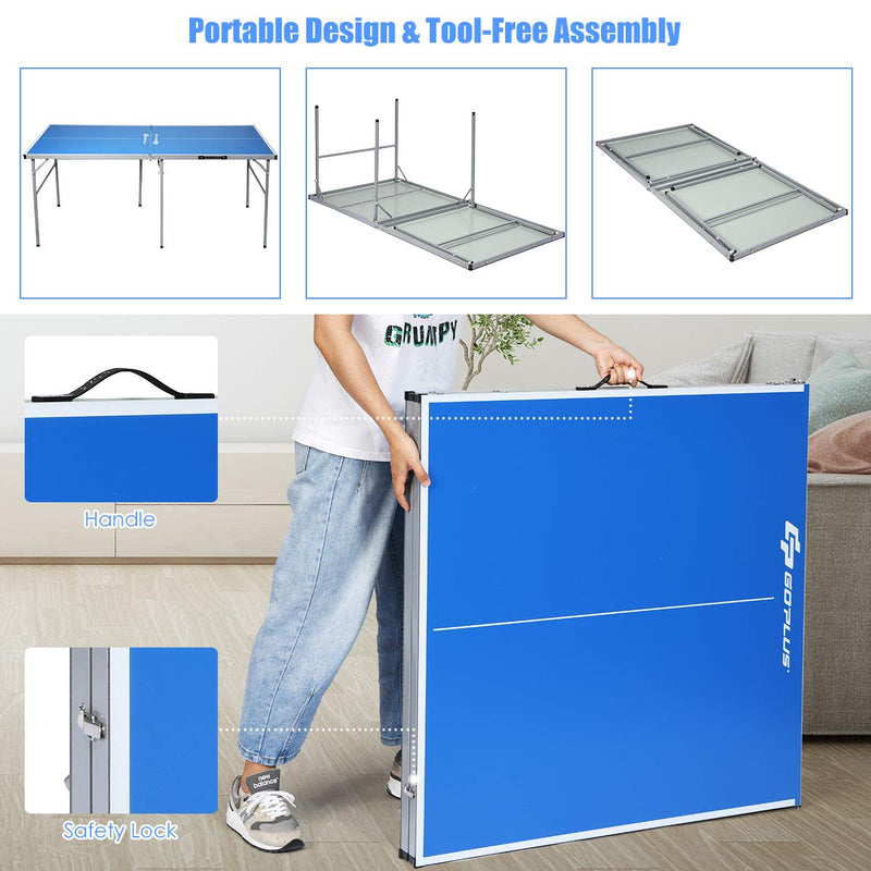 Load image into Gallery viewer, Portable Table Tennis Table, 100% Preassembled, Folding Ping Pong Table Game Set with Net
