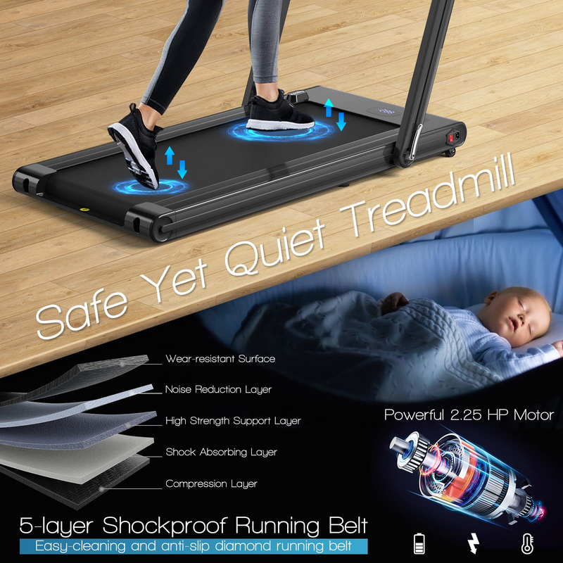Load image into Gallery viewer, Goplus 2-in-1 Folding Treadmill, 2.25HP Electric Under Desk Treadmill W/LED Display - GoplusUS
