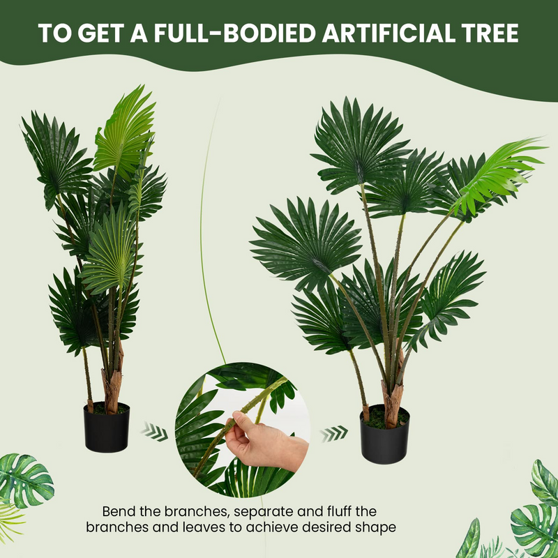 Load image into Gallery viewer, Goplus 4ft Artificial Fan Palm Tree, Fake Tropical Palm Tree with 8 Large Leaves - GoplusUS
