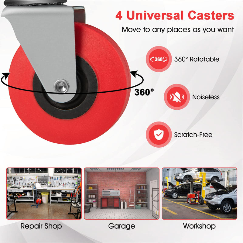 Load image into Gallery viewer, Goplus Mechanic Stool, Rolling Creeper Seat with Cushioned Seat, 4 Universal Wheels, Classified Tool Tray
