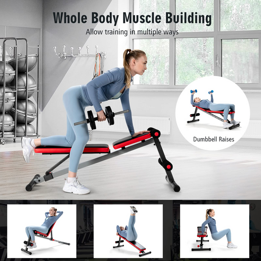 Goplus Adjustable Weight Bench, Workout Bench with 9-Level Adjustable Backrest - GoplusUS
