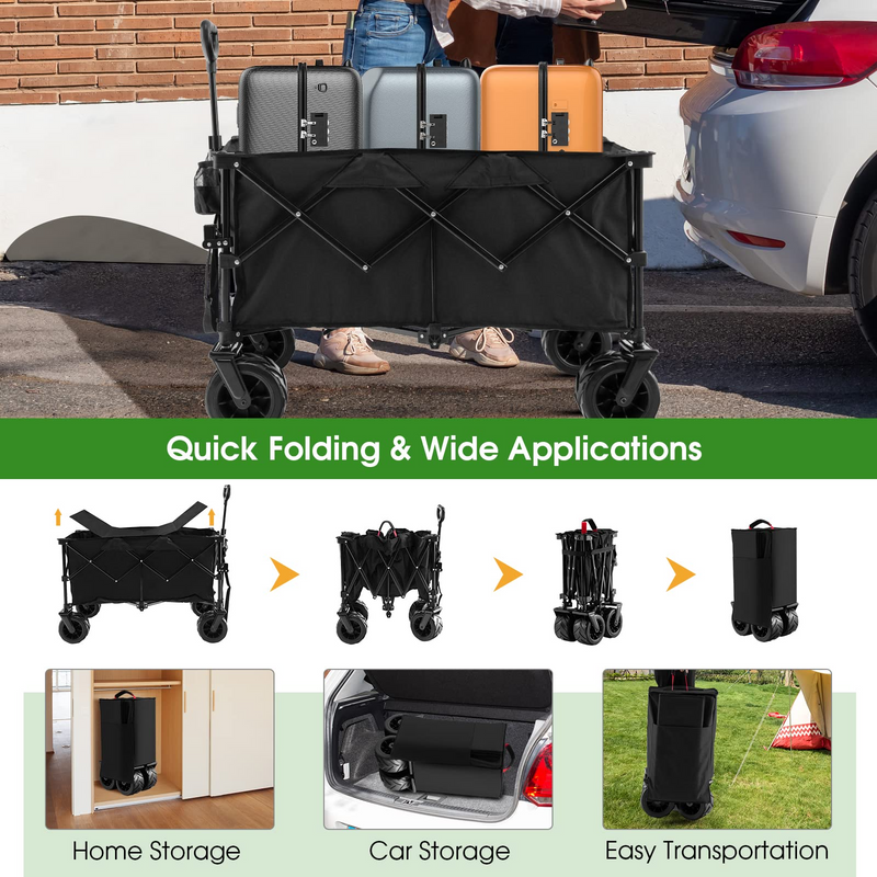 Load image into Gallery viewer, Goplus Collapsible Wagon Cart, Foldable Heavy Duty Utility Wagon with Adjustable Handle - GoplusUS

