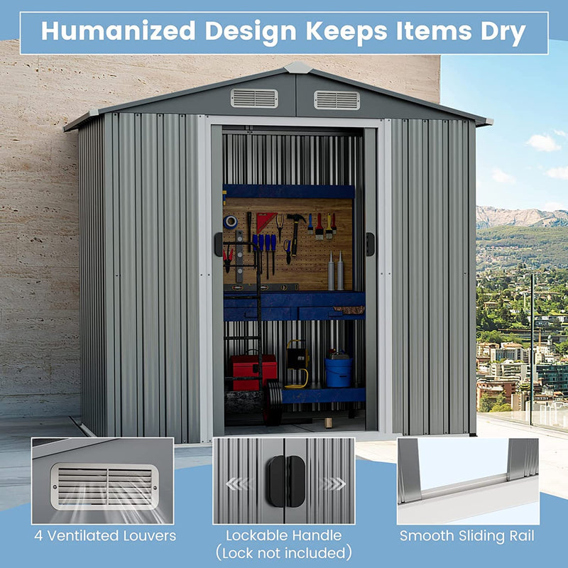 Load image into Gallery viewer, Goplus 6&#39; x 4&#39; Outdoor Storage Shed, Weather-Resistant Galvanized Metal Tool House
