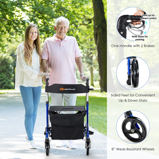 Goplus 2 in 1 Rollator Walkers for Seniors with Seat - GoplusUS
