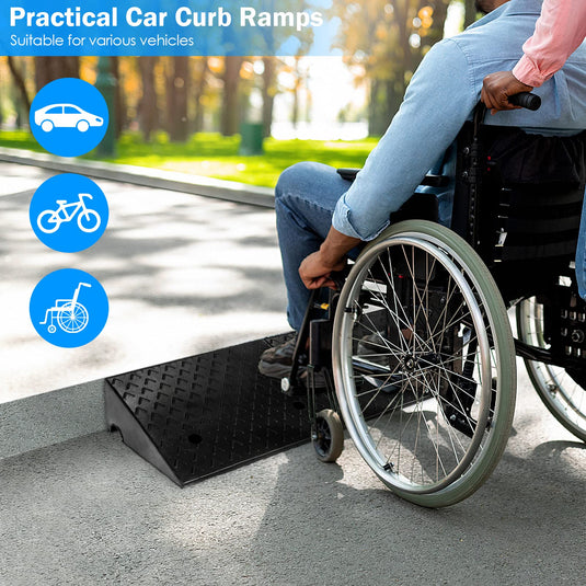 Rubber Curb Ramps, 5" H x 19" W Car Ramp Slope for Driveway Threshold Sidewalk Motorcycle