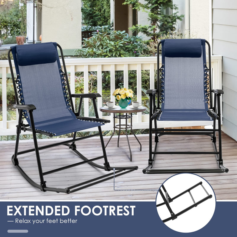 Load image into Gallery viewer, Goplus Folding Rocking Chair, Zero Gravity Rocking Camping Chair with Pillow(Set of 2)
