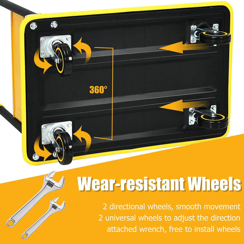Load image into Gallery viewer, Folding Platform Cart, 330LBS Rolling Flatbed Cart Hand Platform Truck Push Dolly for Loading, Yellow - GoplusUS
