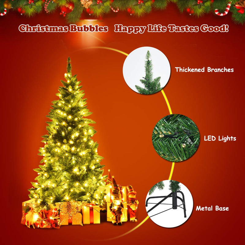 Load image into Gallery viewer, 5ft/6ft Prelit Half-Shape Christmas Tree, Premium PVC Needles Artificial Tree - GoplusUS
