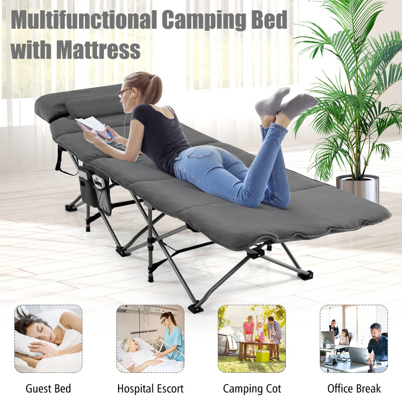Load image into Gallery viewer, Goplus Camping Cot, Folding Camping Cot with Mattress, Pillow - GoplusUS
