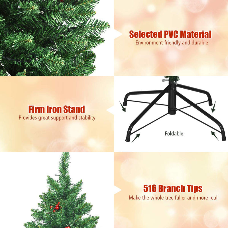 Load image into Gallery viewer, 4.5FT Pre-Lit Christmas Tree, with 516 Branch Tips, 300LED Lights - GoplusUS
