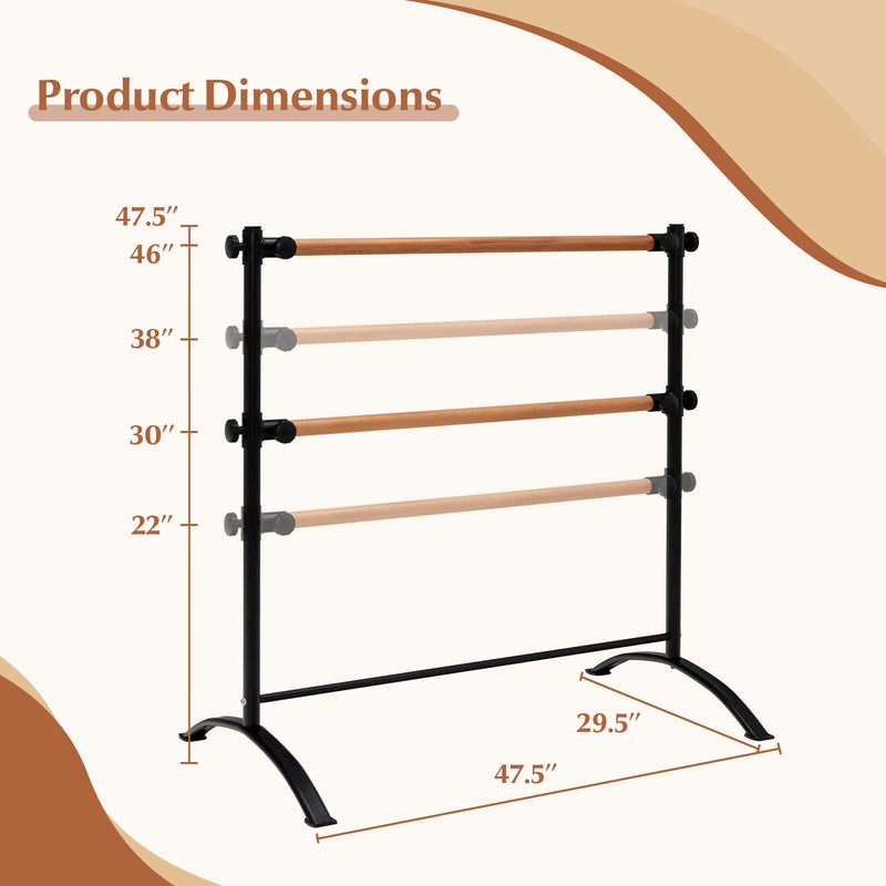 Load image into Gallery viewer, Goplus 4 FT Portable Ballet Barre, 46&quot; Freestanding Adjustable Double Ballet Bar with Anti-Slip Base
