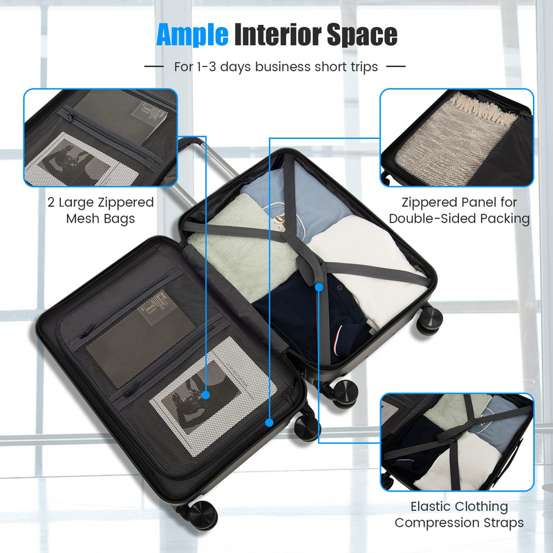 Load image into Gallery viewer, Goplus Carry On Luggage, 20 Inch PC Hardside Suitcase with Front Pocket - GoplusUS
