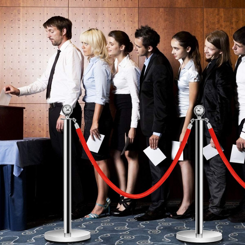 Load image into Gallery viewer, Goplus 6Pcs Stanchion Set, Round Top Polished Stainless Stanchions Posts Queue Pole - GoplusUS
