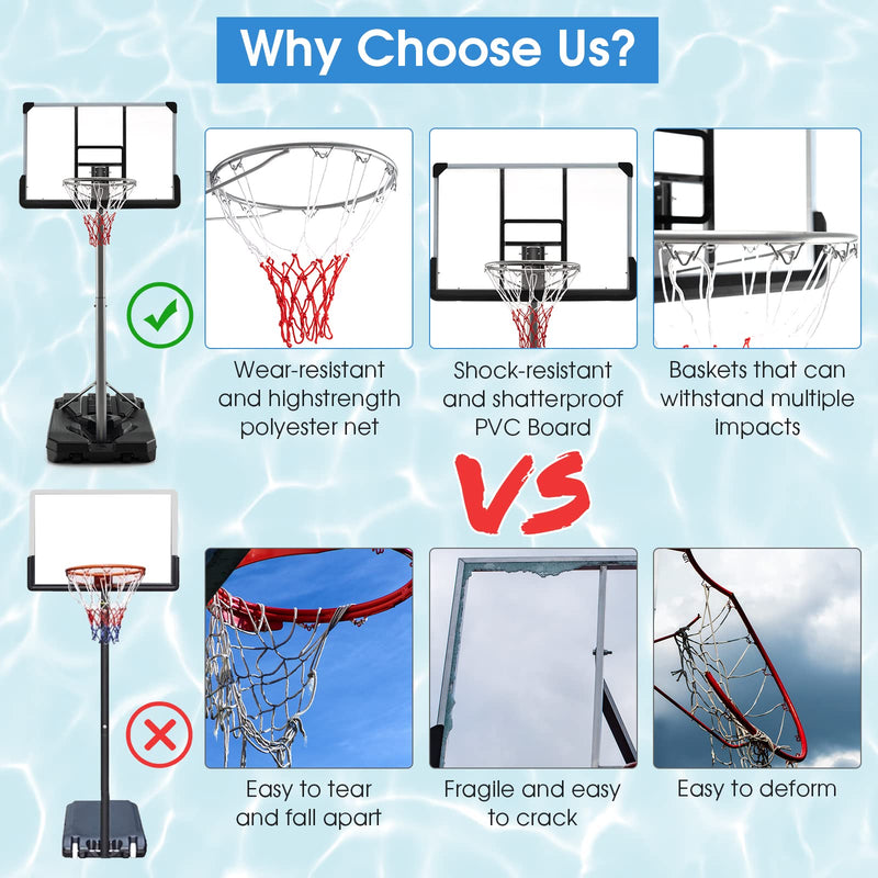 Load image into Gallery viewer, Goplus Portable Basketball Hoop Outdoor, 64&quot;-79&quot; Poolside Basketball Goal Height Adjustable
