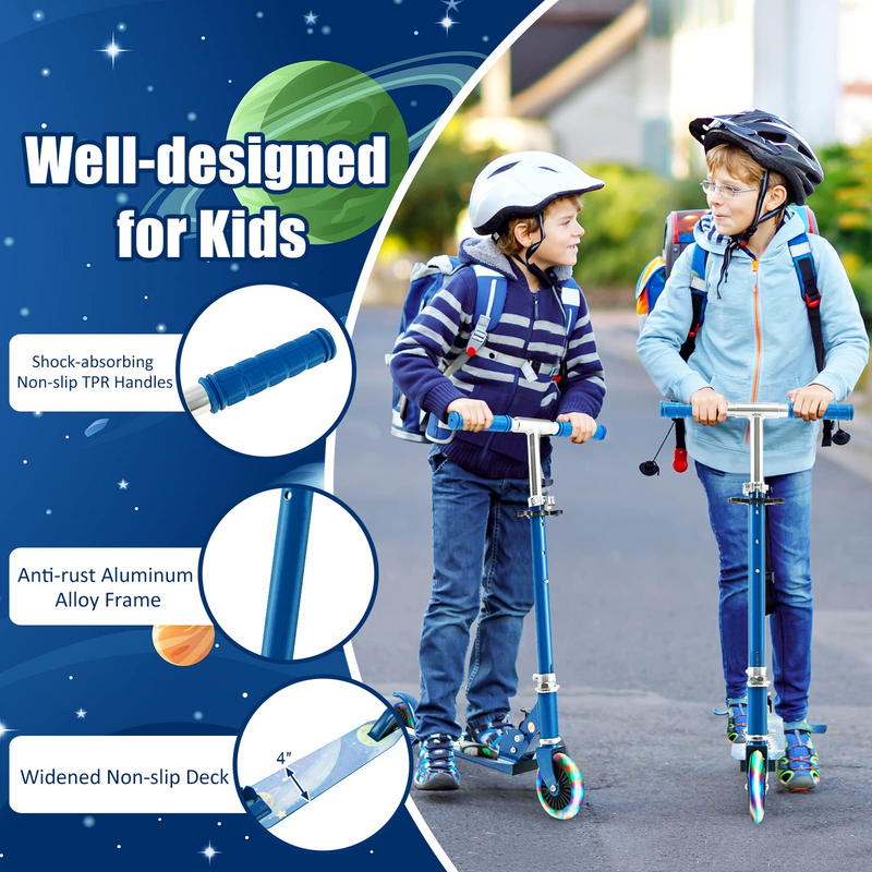 Load image into Gallery viewer, Goplus Folding Kick Scooter for Kids, 2 Light Up Flashing Wheels Scooter W/ 3 Adjustable Heights, Rear Brake System - GoplusUS
