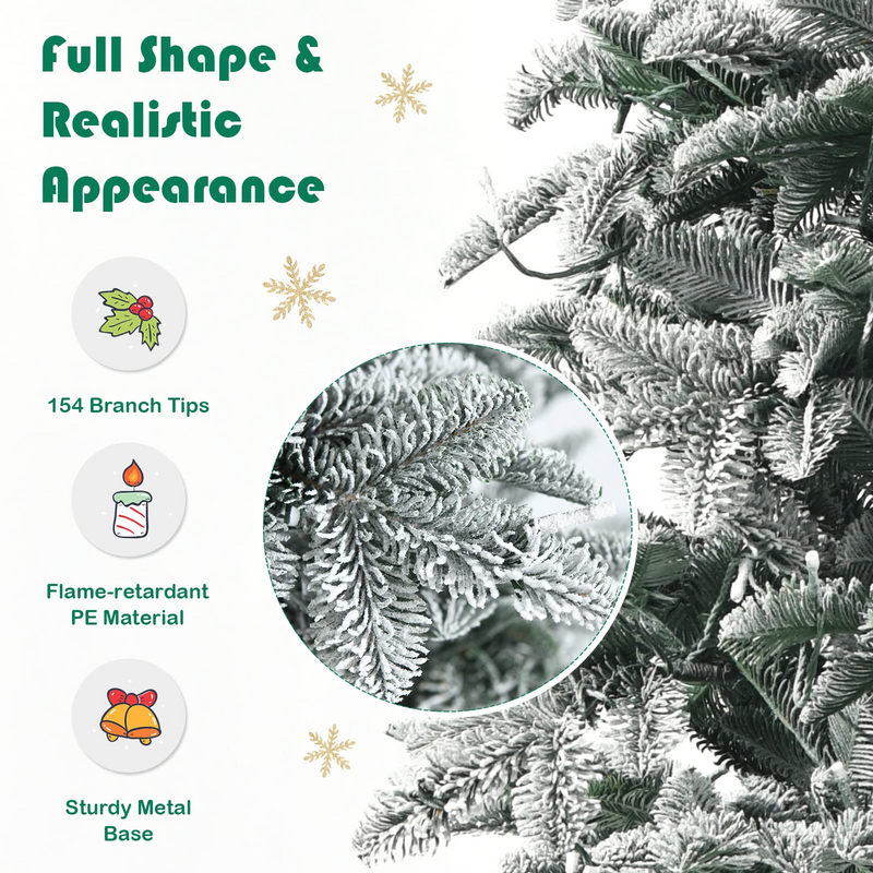 Load image into Gallery viewer, Goplus 6ft Pre-lit Pencil Christmas Tree, Snow Flocked Artificial Slim Tree w/ 250 Warm White LED Lights - GoplusUS
