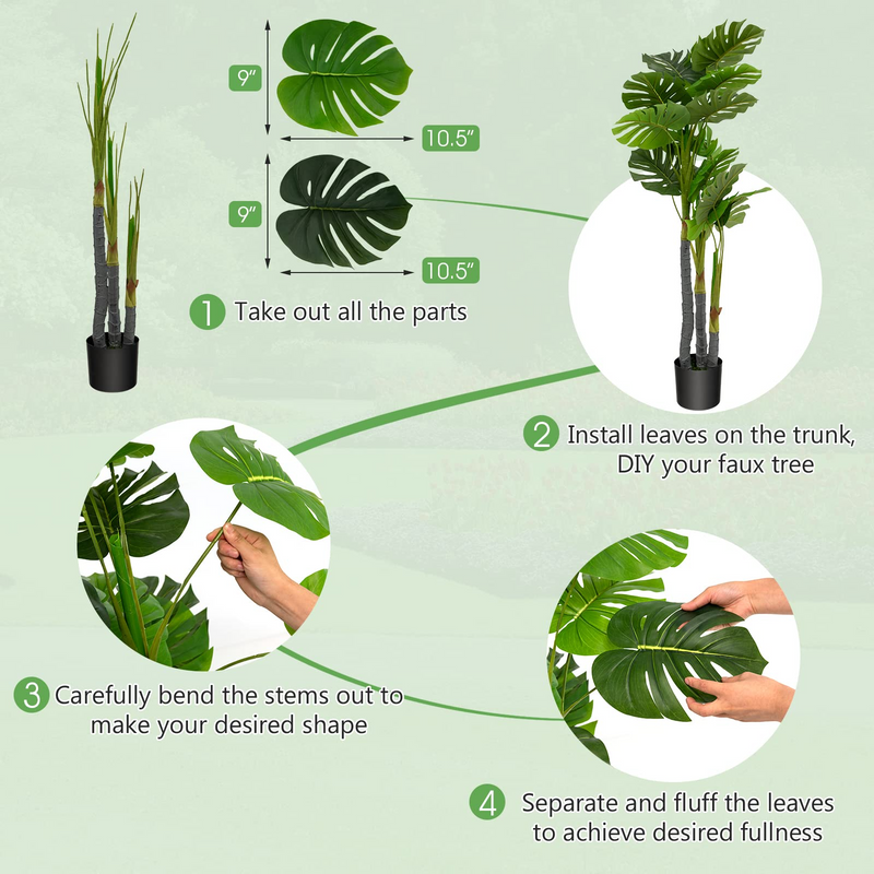 Load image into Gallery viewer, Goplus 4ft Artificial Monstera Deliciosa Plant, Fake Tropical Palm Tree with 20 Large Leaves - GoplusUS
