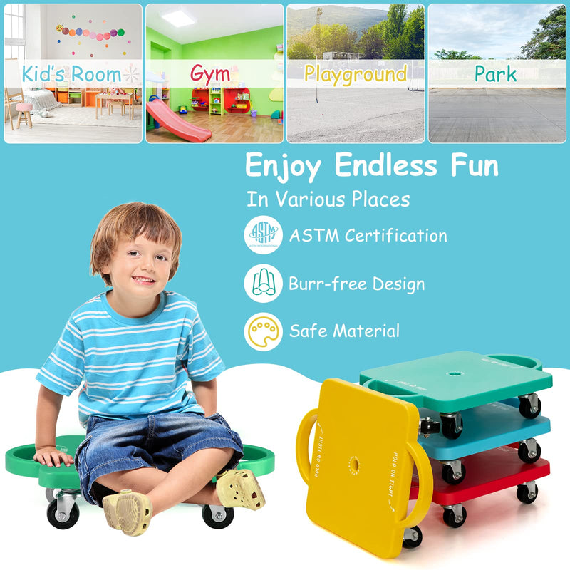 Load image into Gallery viewer, Goplus Kids Scooter Board, Sitting Floor Scooter with Handles, Non-marring Universal Casters for Gym Class - GoplusUS
