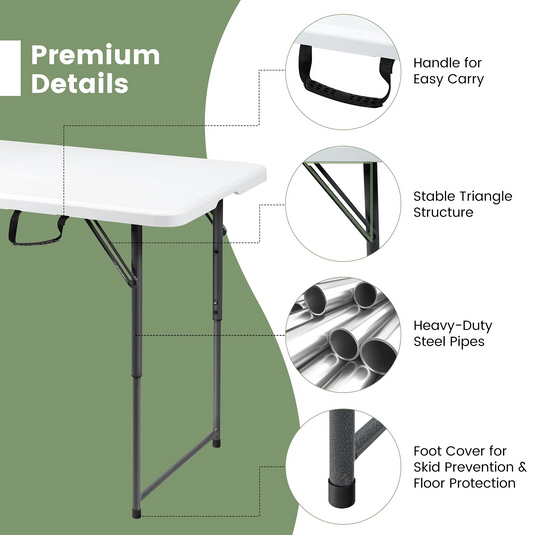 Goplus Folding Table Portable Plastic Picnic Party Dining Camp Tables Indoor Outdoor (HDPE) - GoplusUS