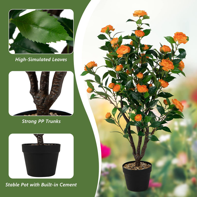 Load image into Gallery viewer, 40&quot; Artificial Camellia Tree - Goplus
