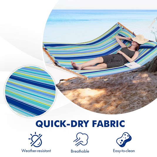 Goplus 10.5 FT Hammock, Quilted 2 Person Hammock w/Detachable Pillow, 495LBS Capacity - GoplusUS