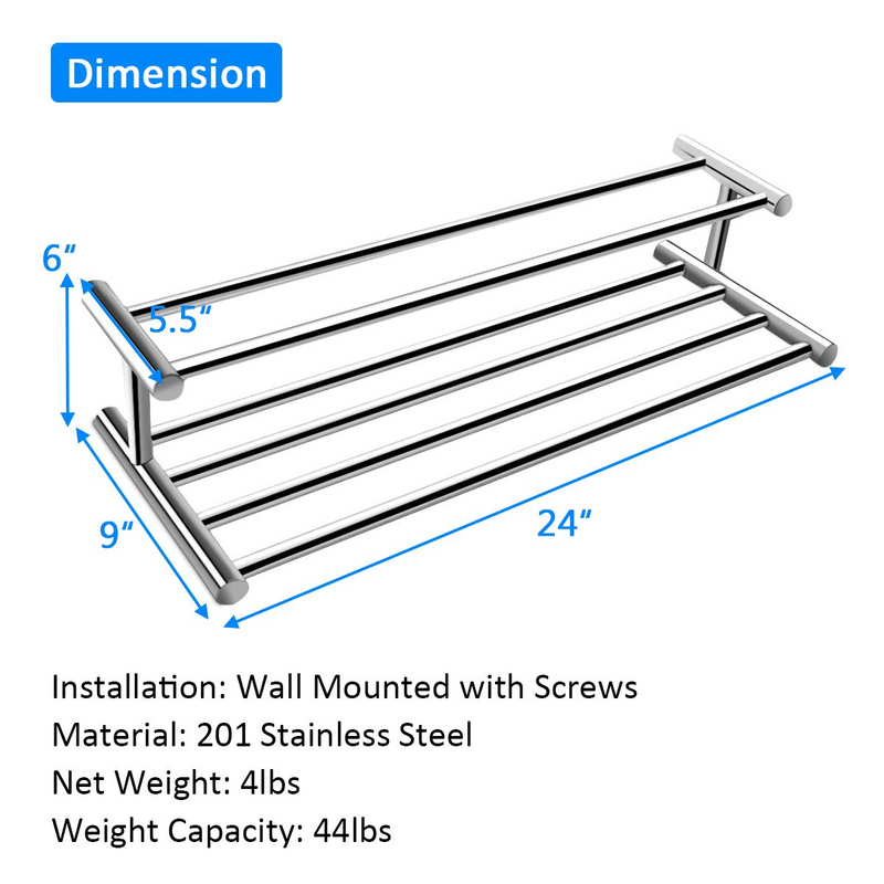 Load image into Gallery viewer, Goplus 24&#39;&#39; Towel Rack, Stainless Steel Metal Bathroom Towel Bar - GoplusUS
