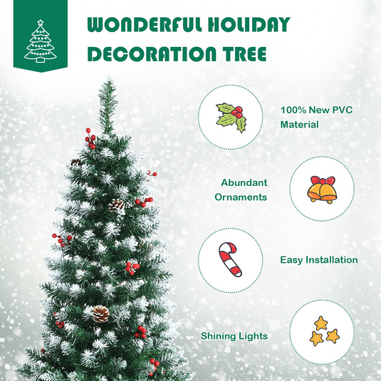 Snow Flocked Artificial Hinged Xmas Tree