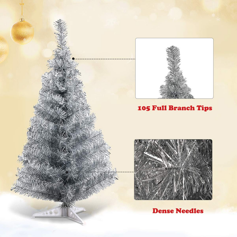 Load image into Gallery viewer, Goplus 3ft Silver Pencil Christmas Tree, Artificial Slim Tree - GoplusUS
