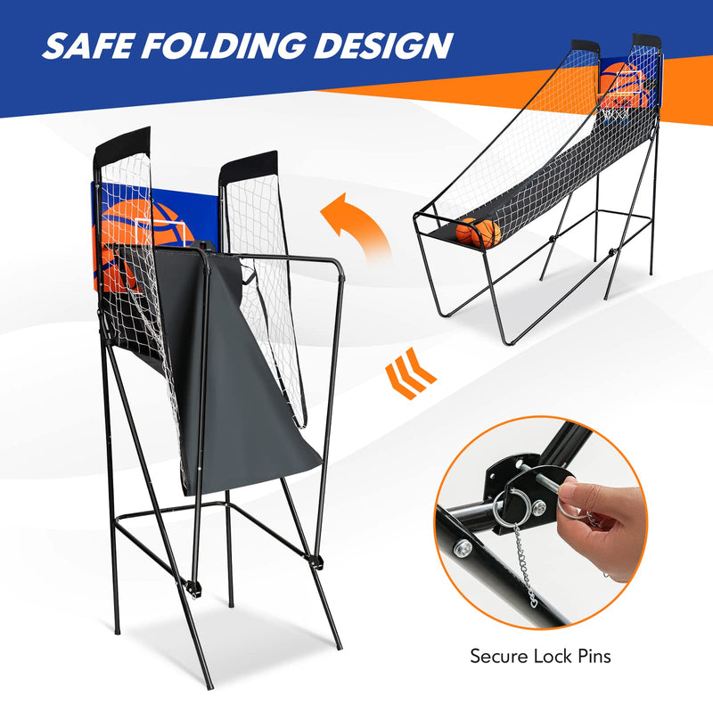 Load image into Gallery viewer, Goplus Foldable Indoor Basketball Arcade Game, Electronic Basketball Single Shootout Games Machine with 3 Balls - GoplusUS
