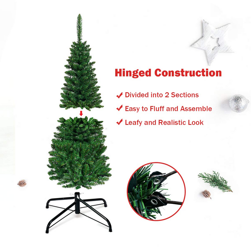 Load image into Gallery viewer, Goplus 4.5FT / 6.5FT / 7.5FT Prelit Pencil Christmas Tree, Premium Hinged Fir Tree - GoplusUS

