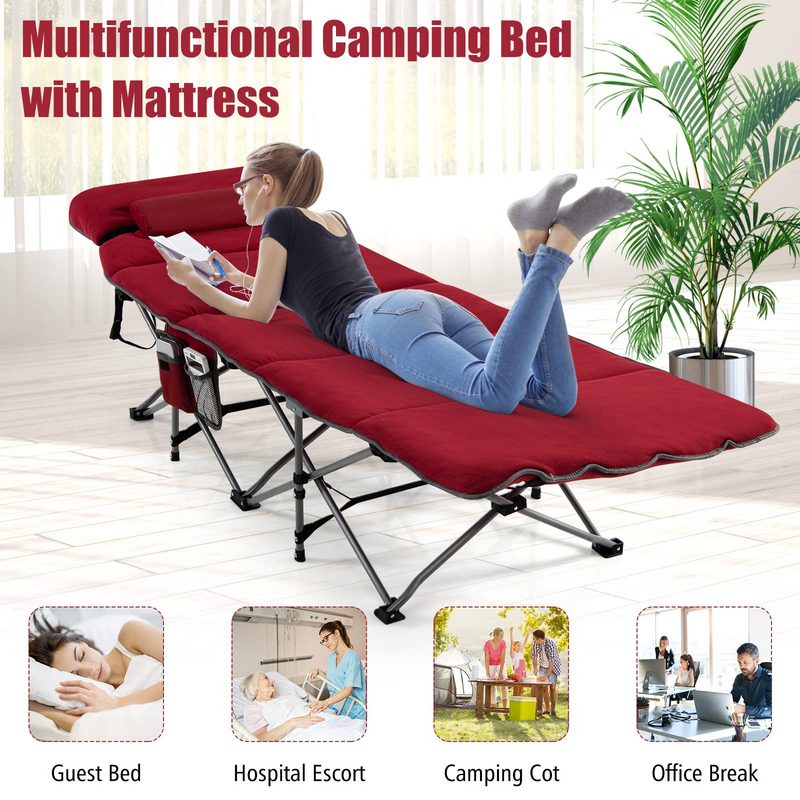 Load image into Gallery viewer, Goplus Camping Cot, Folding Camping Cot with Mattress, Pillow - GoplusUS
