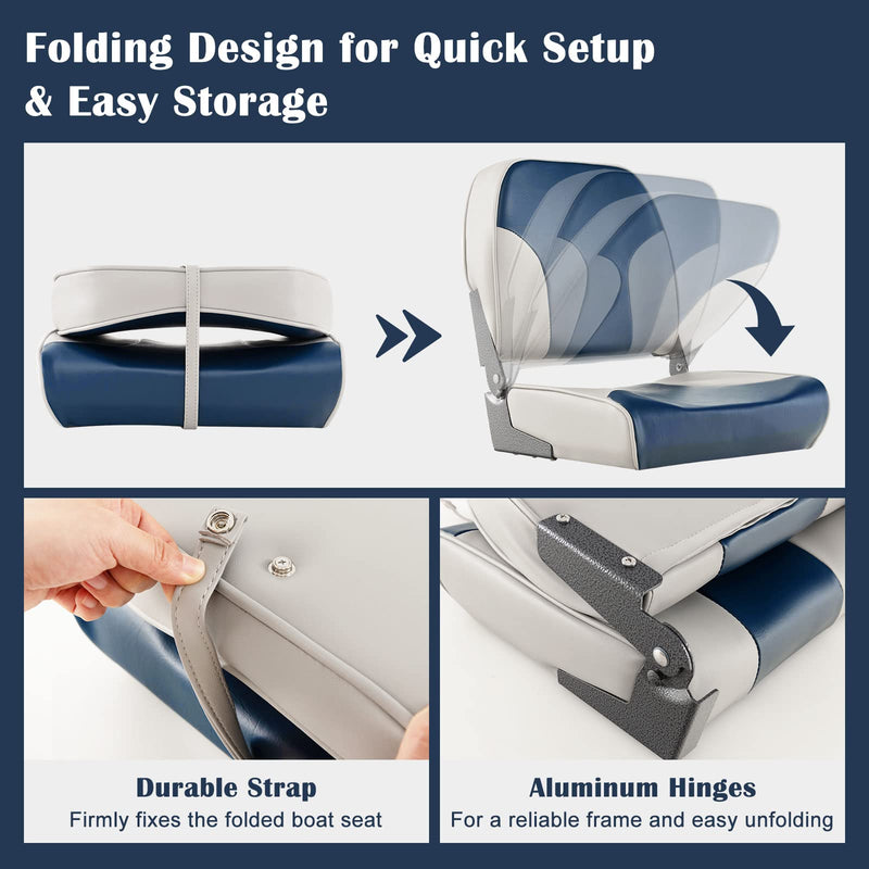 Load image into Gallery viewer, Goplus 2 Pack Low Back Boat Seat, Folding Boat Seats with Stainless Steel Screws &amp; Aluminum Hinges
