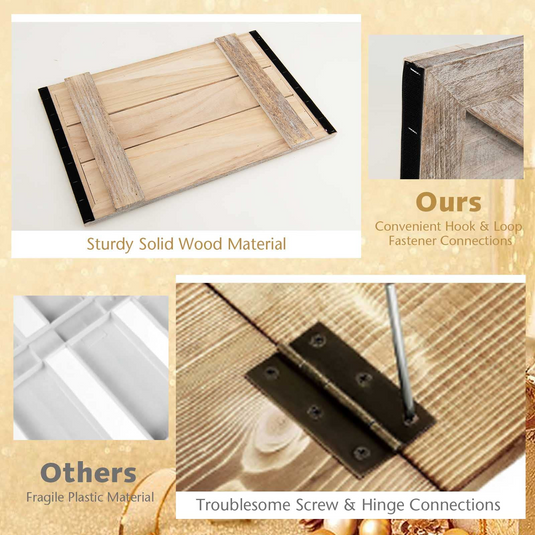 Goplus Wooden Tree Collar Box, 100% Solid Wood Farmhouse Tree Box, Rustic Christmas Tree Skirt - GoplusUS