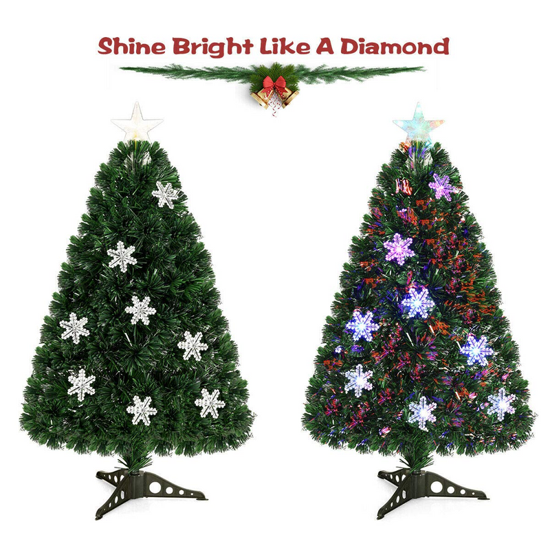 Load image into Gallery viewer, Artificial Pre-Lit Christmas Tree Fiber Optic Tree with Metal Stand, Xmas Tree for Holiday Decor - GoplusUS

