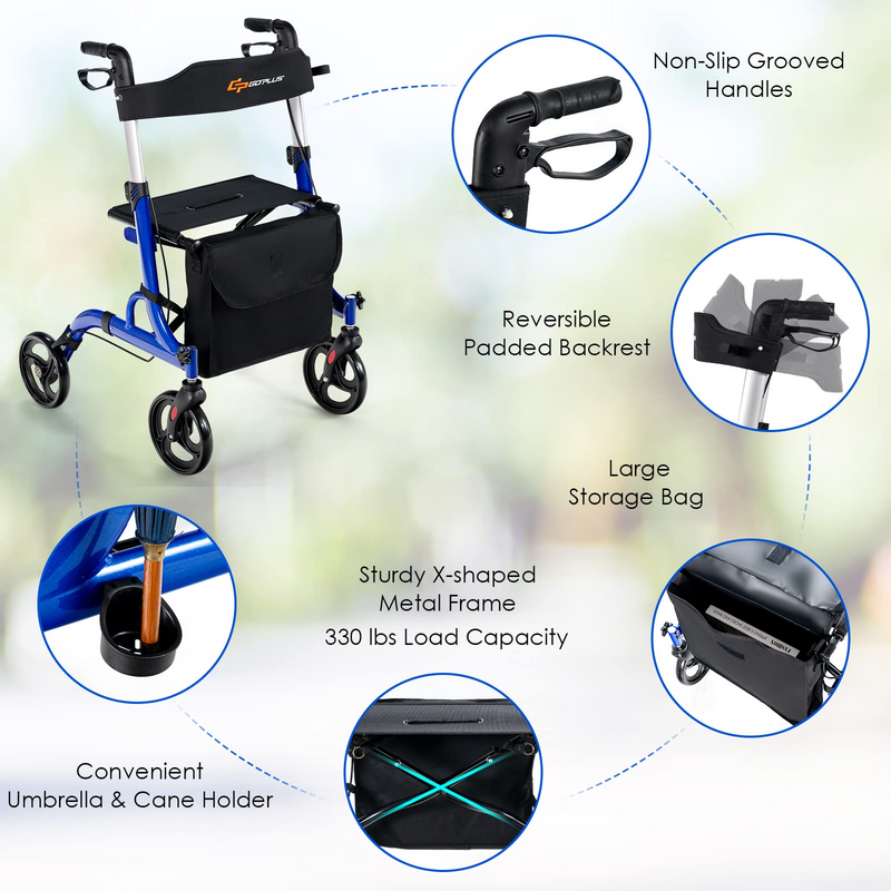Load image into Gallery viewer, Goplus 2 in 1 Rollator Walkers for Seniors with Seat - GoplusUS
