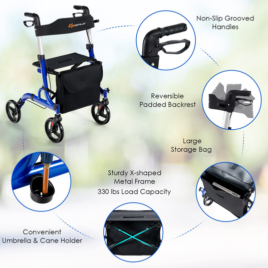Goplus 2 in 1 Rollator Walkers for Seniors with Seat - GoplusUS
