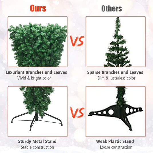 Goplus 7FT Upside Down Tree, Artificial Christmas Tree with Metal Stand - GoplusUS