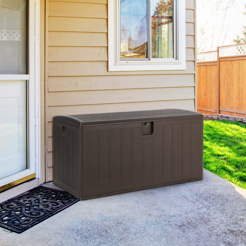 Load image into Gallery viewer, Goplus 105 Gallon Deck Box, Extra Large Resin Storage Box with Lockable Lid for Cushions &amp; Patio Furniture - GoplusUS
