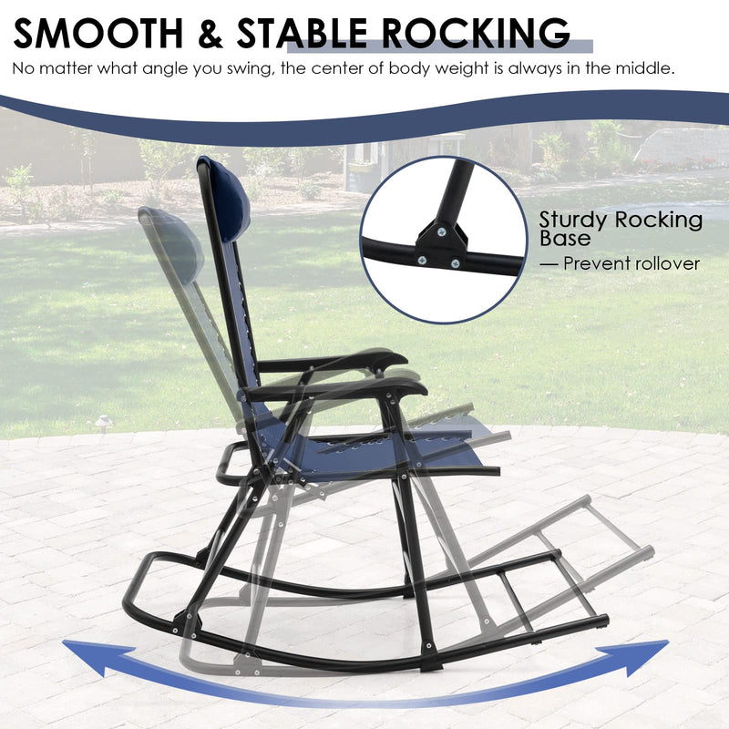 Load image into Gallery viewer, Goplus Folding Rocking Chair, Zero Gravity Rocking Camping Chair with Pillow(Set of 2)
