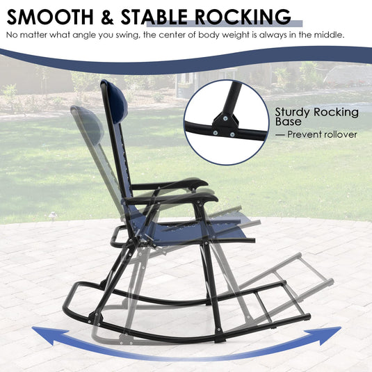 Goplus Folding Rocking Chair, Zero Gravity Rocking Camping Chair with Pillow(Set of 2)