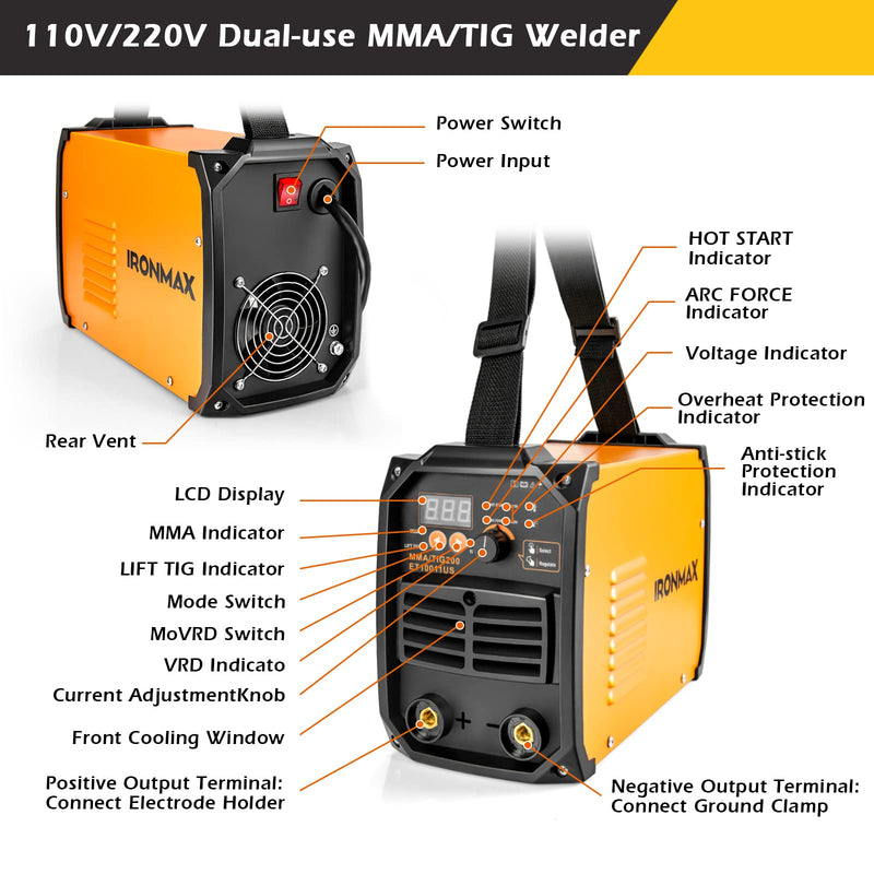 Load image into Gallery viewer, MMA/TIG 200 Stick Welder, 110V/220V Hot Start ARC Welding Machine - GoplusUS
