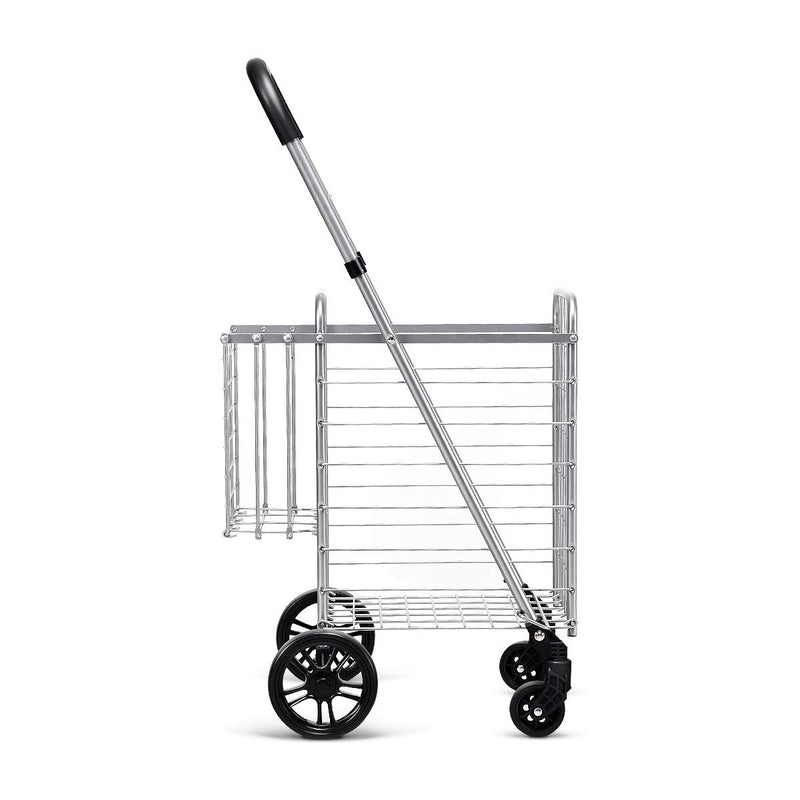 Load image into Gallery viewer, Folding Shopping Utility Cart, Double Basket and 360 Swivel Wheels, Adjustable Handle - GoplusUS
