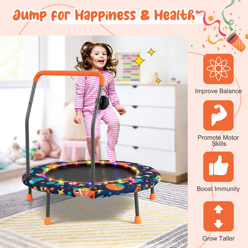 Load image into Gallery viewer, Goplus 36&quot; Trampoline for Kids, Mini Toddler Trampoline with LED Lights, Bluetooth Speaker - GoplusUS
