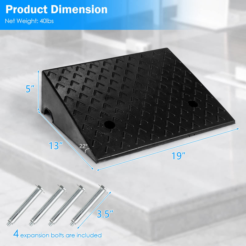 Load image into Gallery viewer, Rubber Curb Ramps, 5&quot; H x 19&quot; W Car Ramp Slope for Driveway Threshold Sidewalk Motorcycle
