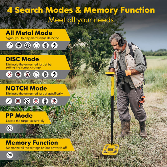 Goplus Foldable Metal Detector for Adults, Professional Waterproof Gold Silver Detector with Higher Accuracy