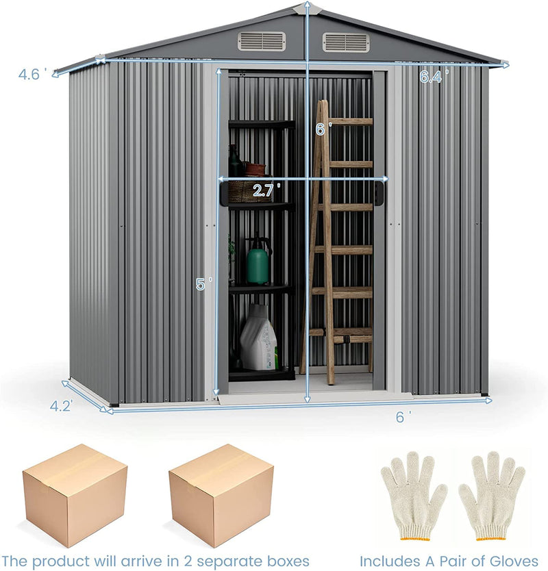 Load image into Gallery viewer, Goplus 6&#39; x 4&#39; Outdoor Storage Shed, Weather-Resistant Galvanized Metal Tool House
