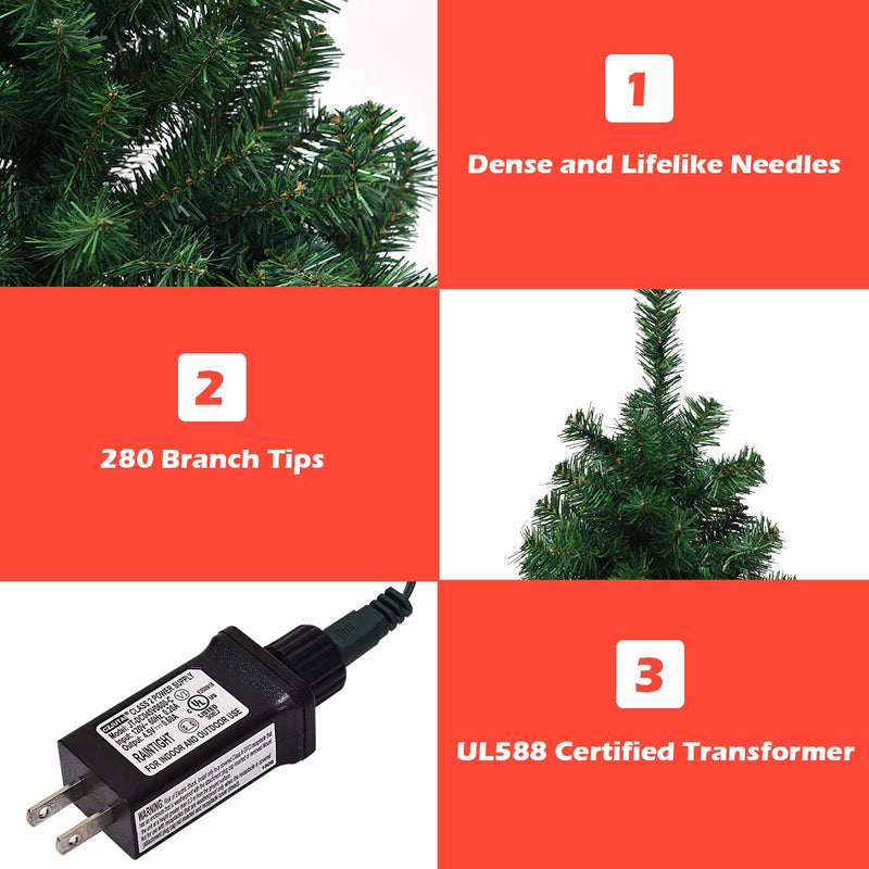 Load image into Gallery viewer, 4ft Pre-Lit Christmas Tree, Artificial PVC Xmas Tree with 100 Warm White LED Lights and Stable Triangular Stand - GoplusUS
