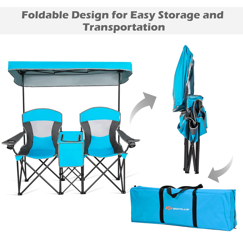 Load image into Gallery viewer, Goplus Double Camping Seat w/Shade Canopy - GoplusUS
